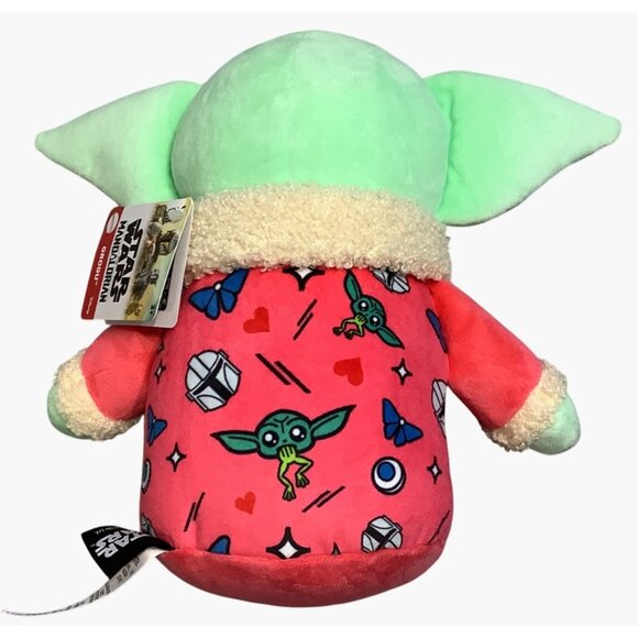 Star Wars Mandalorian Grogu Plush 8" Baby Yoda In Red Sherpa Sweater Valentines - Picture 6 of 7